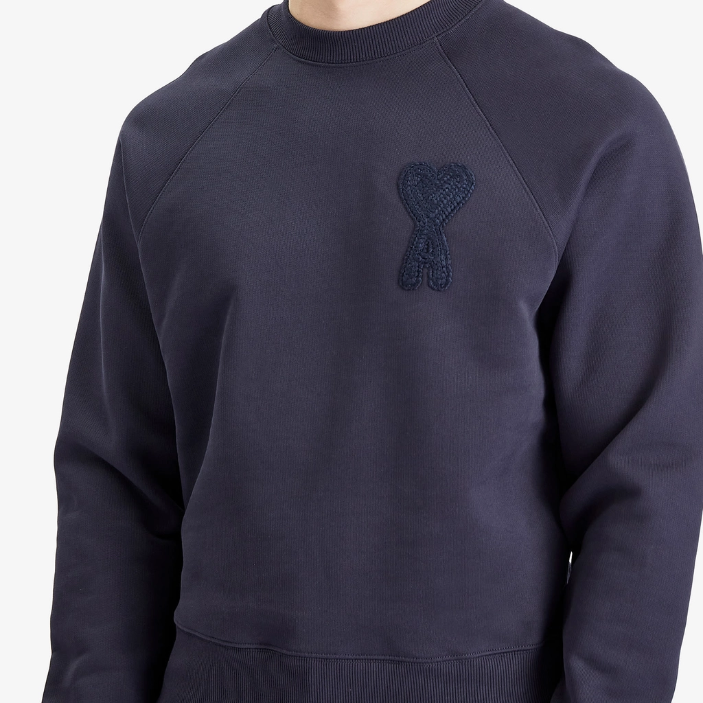 AMI Paris Men's Woven Logo Sweatshirt Navy Blue